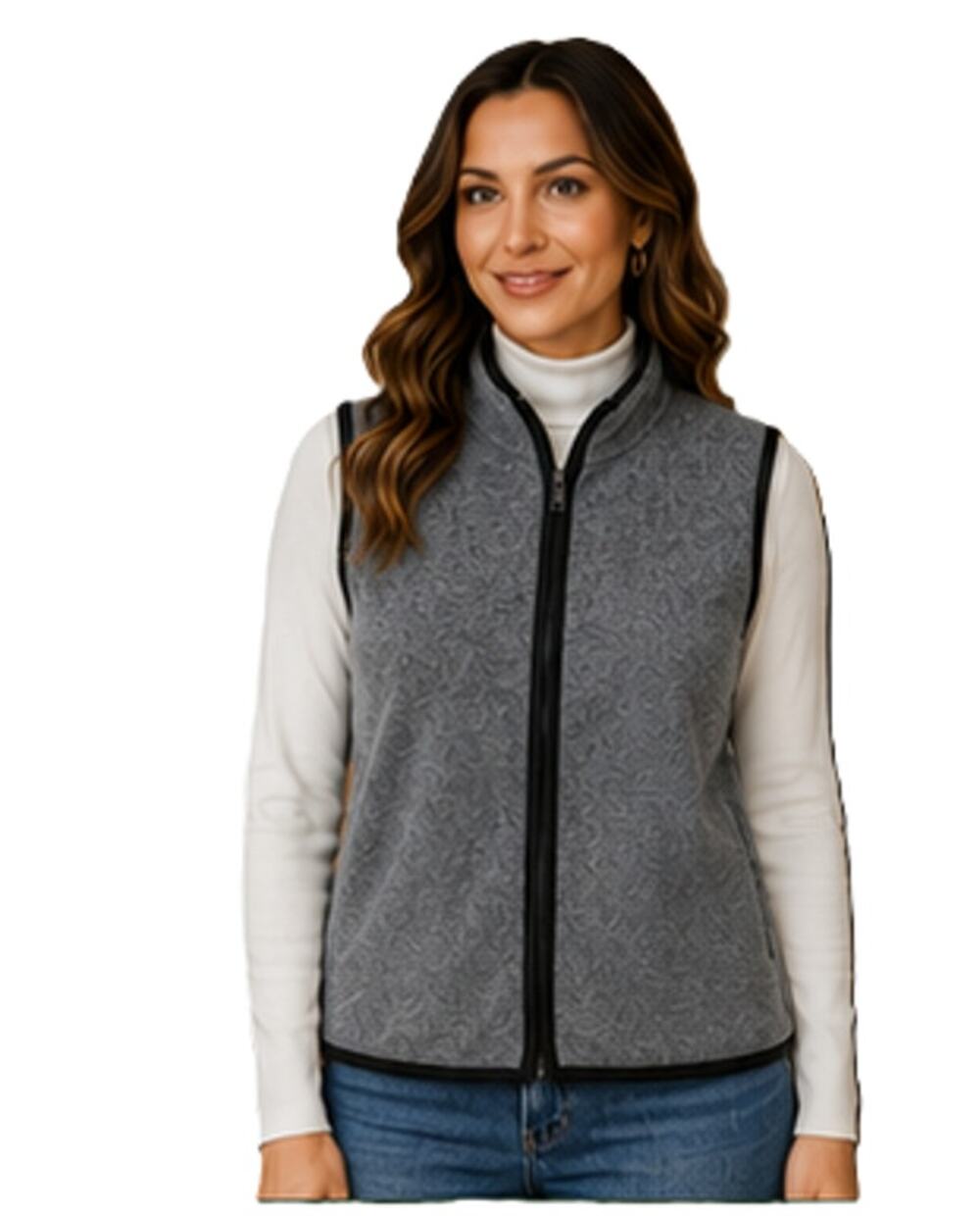 South Mountain Fleece Vest Womens Size L Grey Full Zip Gorpcore Hiking Vintage